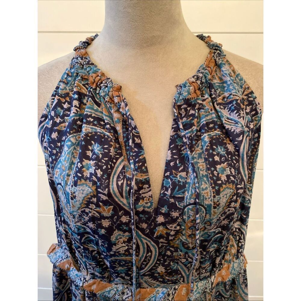 Caroline Constas Blue Paisley Halter Cotton Long Boho Maxi Dress M NWT/002 - Picture 10 of 13